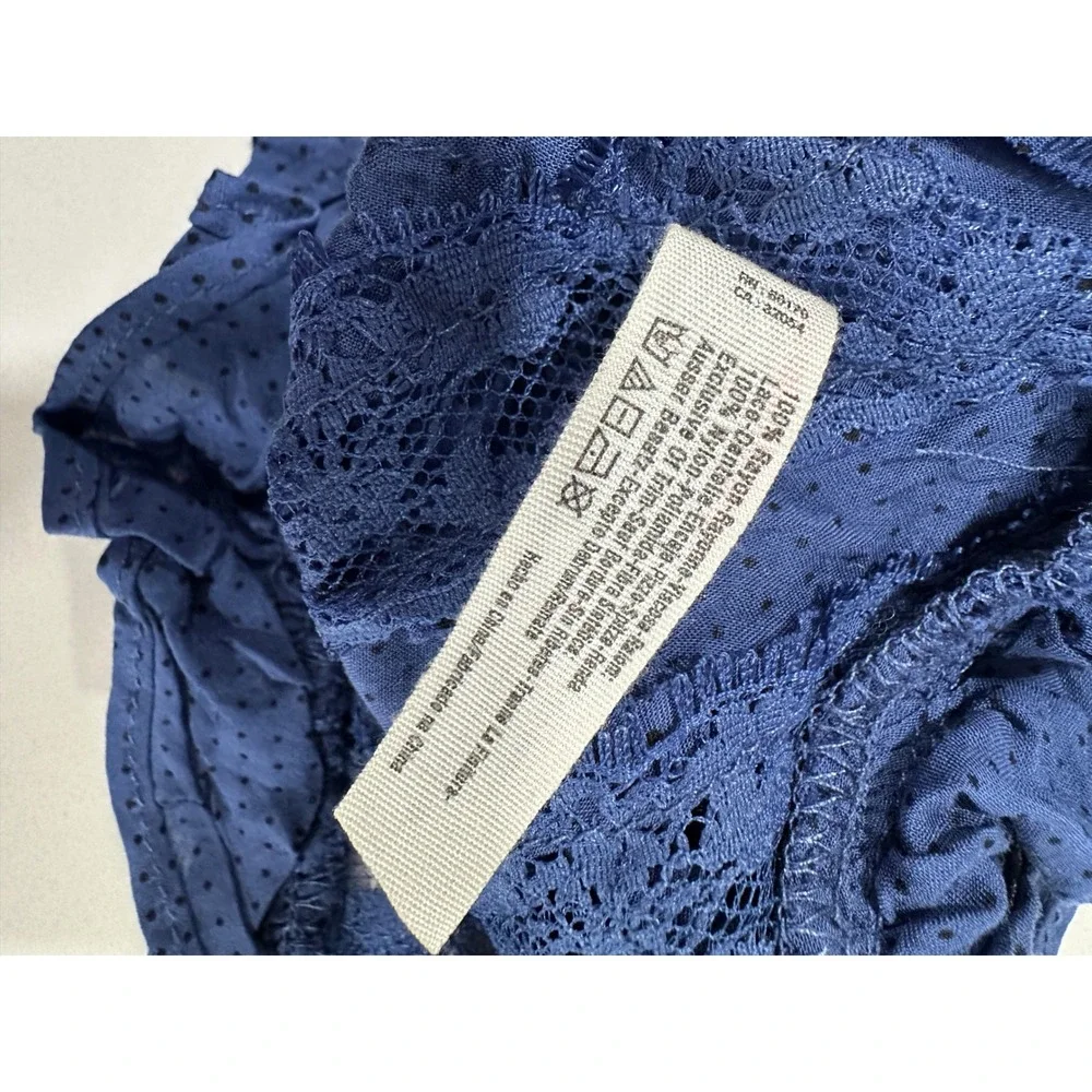 Intimately Free People Blue‎ Polka Dot Lace Tiered Ruffle Top S